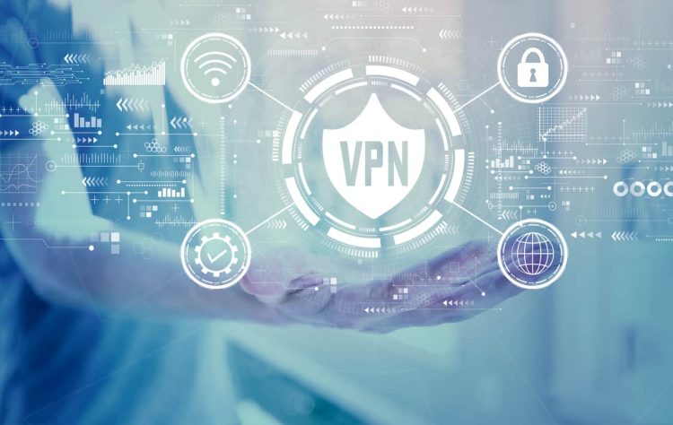 VPN concept with young man holding his hand