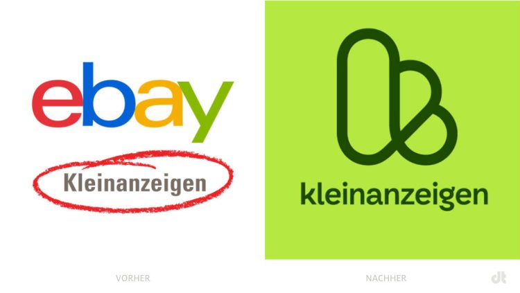 Ebay Kleinanzeigen Logo – vorher und nachher, Bildquelle:  Mutabor, Bildmontage: dt